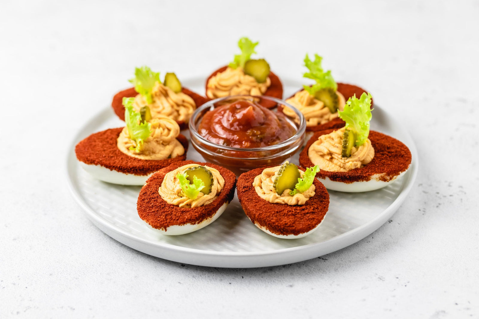 Bloody Mary Deviled Eggs